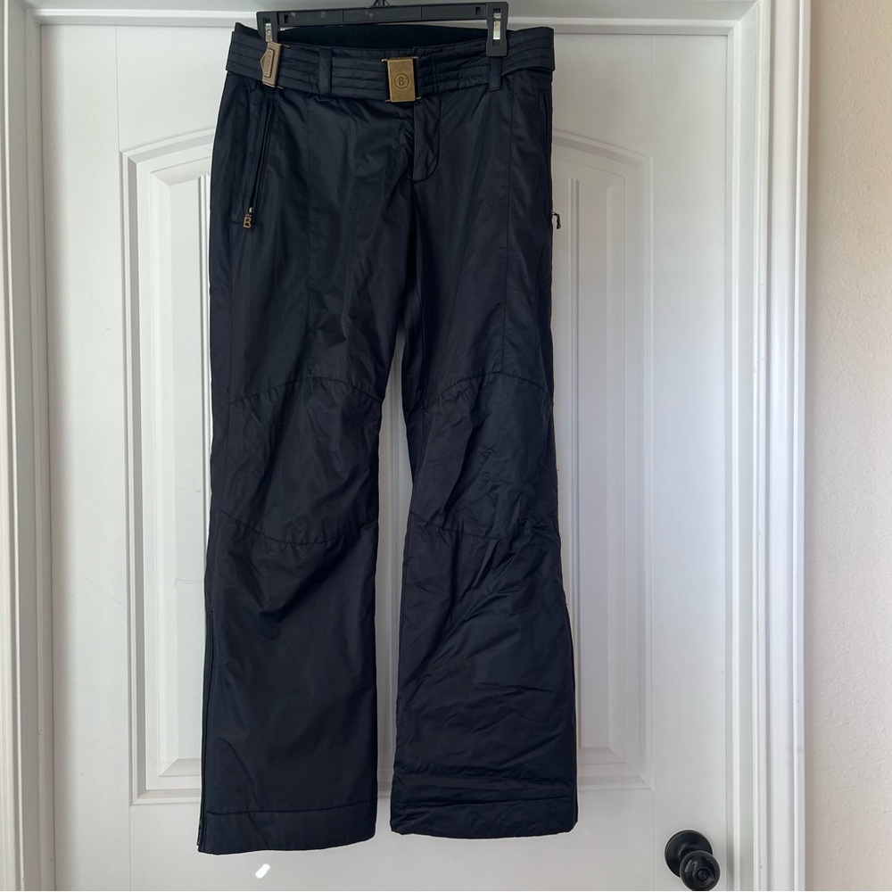 Bogner Ski Pants Womens Snow Buckle Belted Black Waterproof Size 6 Luxury Winter